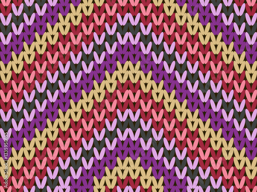 Colorful Seamless Knitted Pattern with Dots and Stripes, Seamless fabric pattern, knitting pattern