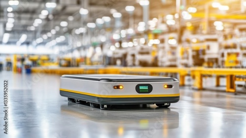 Autonomous mobile robot navigating industrial space factory automated logistics in modern tech