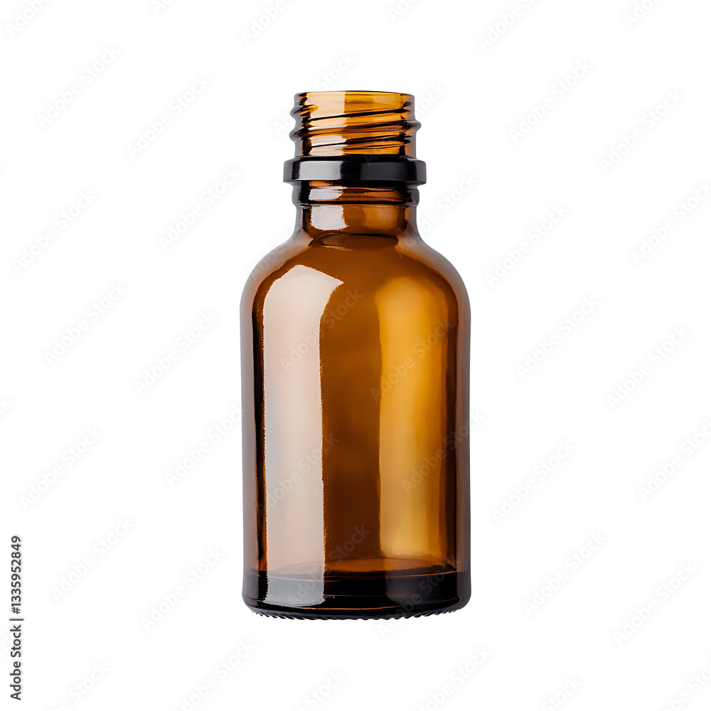 Realistic brown glass pill bottle, empty with a glossy surface, isolated on transparent backdrop, png. Realistic brown glass pill bottle, empty with a glossy surface, isolated on transparent backdrop, png.