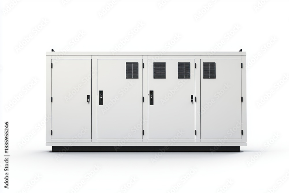 Industrial Electrical Box Unit in White an Isolated Object for Power Distribution System Supply Industrial Electrical Box Unit in White an Isolated Object for Power Distribution System Supply