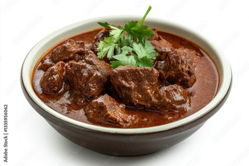 Close up of delicious and spicy beef curry in a rustic bowl vibrant colors studio shot culinary delight Close up of delicious and spicy beef curry in a rustic bowl vibrant colors studio shot culinary delight