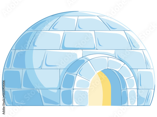 Igloo Winter House Built from Ice Blocks Vector Illustration