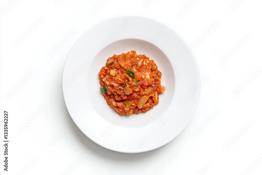 Delightful ratatouille recipe in elegant white bowl overhead shot healthy meal culinary ingredient Delightful ratatouille recipe in elegant white bowl overhead shot healthy meal culinary ingredient