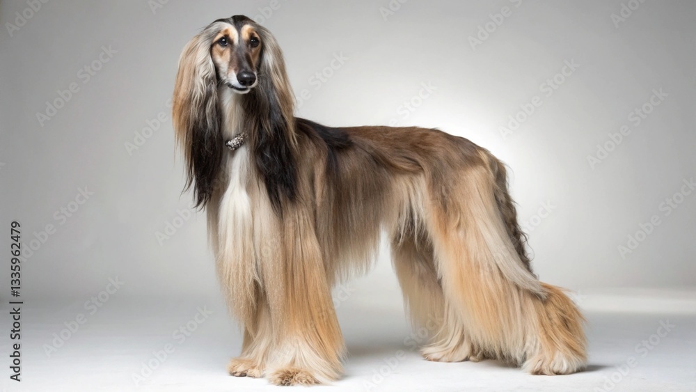 Afghan Hound in full view on studio background Afghan Hound in full view on studio background