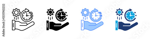 Time Management Multi Style Icon Set Vector 
