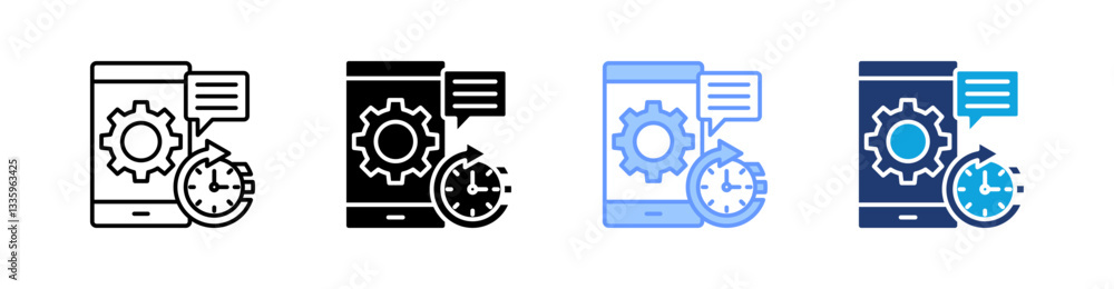 Time Management Multi Style Icon Set Vector Time Management Multi Style Icon Set Vector