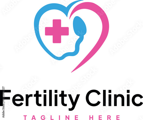 Fertility abstract vector logo illustration, concept for pregnancy clinic template logo.