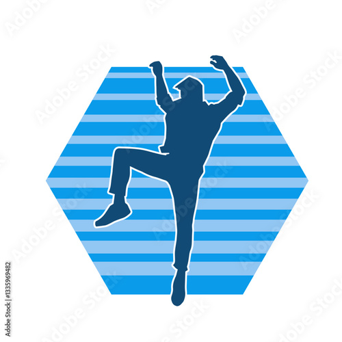 Silhouette of a slim man dancing pose. Silhouette of a male dancer in action pose.