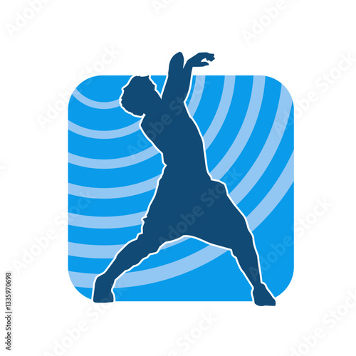 Silhouette of a slim man dancing pose. Silhouette of a male dancer in action pose.