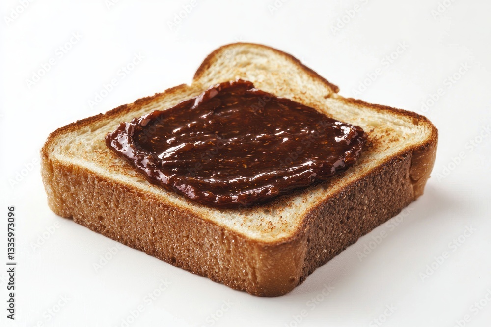 Delightful slice of wheat toast loaded with rich date spread for nourishing breakfast concept Delightful slice of wheat toast loaded with rich date spread for nourishing breakfast concept