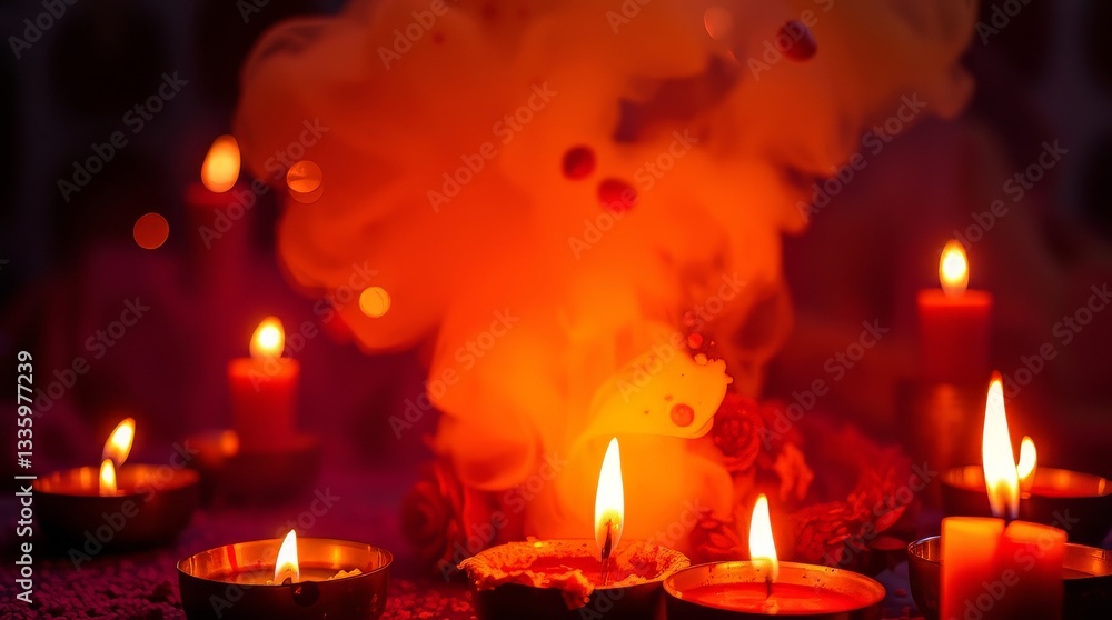 Warm Candlelight Glow – Atmospheric Scene with Smoke & Moody Ambiance Warm Candlelight Glow – Atmospheric Scene with Smoke & Moody Ambiance
