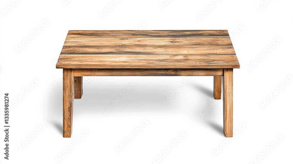 Rustic Wooden Coffee Table on White Background for Modern Interiors Rustic Wooden Coffee Table on White Background for Modern Interiors