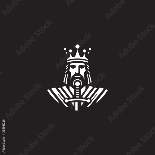 King with Crown Monochrome Logo