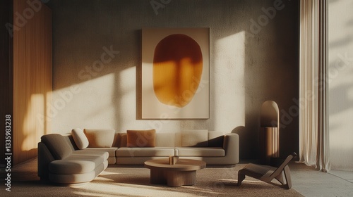 Obraz na płótnie Modern Minimalist Room with Soft Ambient Light w salonie