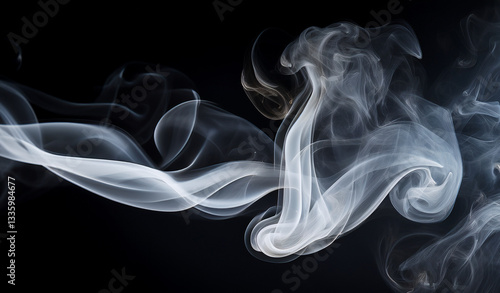 Wallpaper Mural Fog or Abstract smoke set isolated on black background. Royalty high-quality free best stock image of white cloudiness, mist or smog on dark background Torontodigital.ca