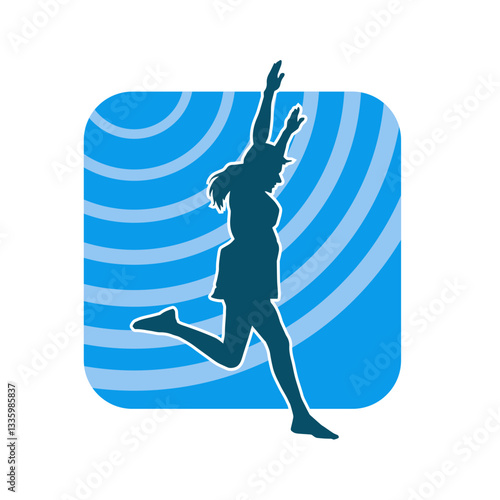 Silhouette of a female ballet dancer in action pose. Silhouette of a ballerina girl dancing pose.