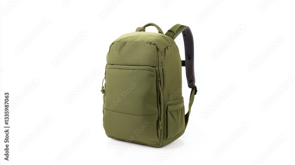 Naklejka premium Versatile Green Backpack for Outdoor Activities and Daily Use