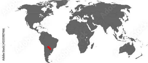 Paraguay Highlighted on World Map – SVG, PNG, Transparent Background