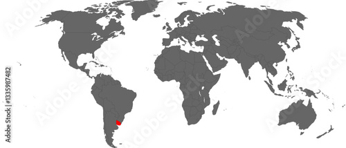 Fototapeta Naklejka Na Ścianę i Meble -  Uruguay Highlighted on World Map – SVG, PNG, Transparent Background