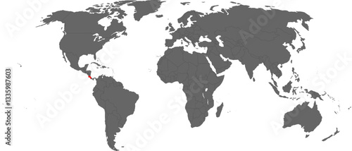 Costa Rica Highlighted on World Map – SVG, PNG, Transparent Background