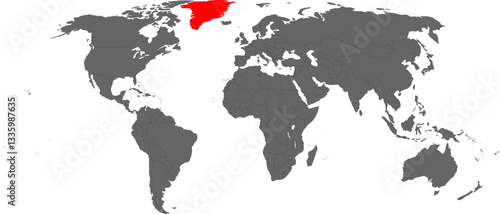 Greenland Highlighted on World Map – SVG, PNG, Transparent Background