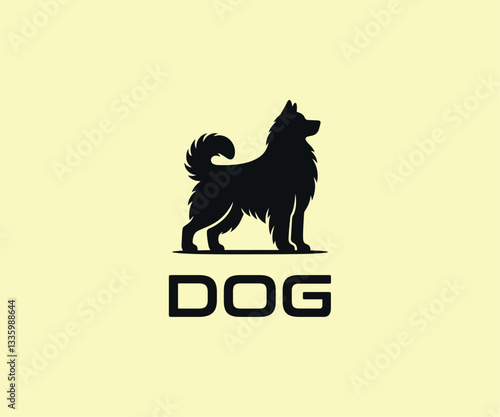 Elegant Black Dog Silhouette Logo Design, Canine, Pet