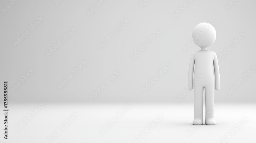Striking 3d render of a male figure against clean white background, modern minimalist approach Striking 3d render of a male figure against clean white background, modern minimalist approach