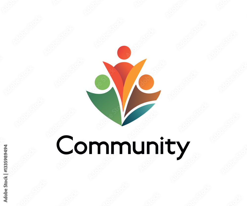 Fototapeta premium Colorful Community Logo Design People Unity, Teamwork, Growth