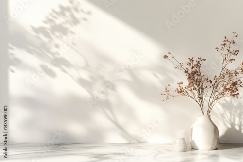 A sleek and minimalist product showcase background with a white and pastel color palette. Soft shadows, gentle lighting, and a modern aesthetic create a stylish and sophisticated atmosphere.