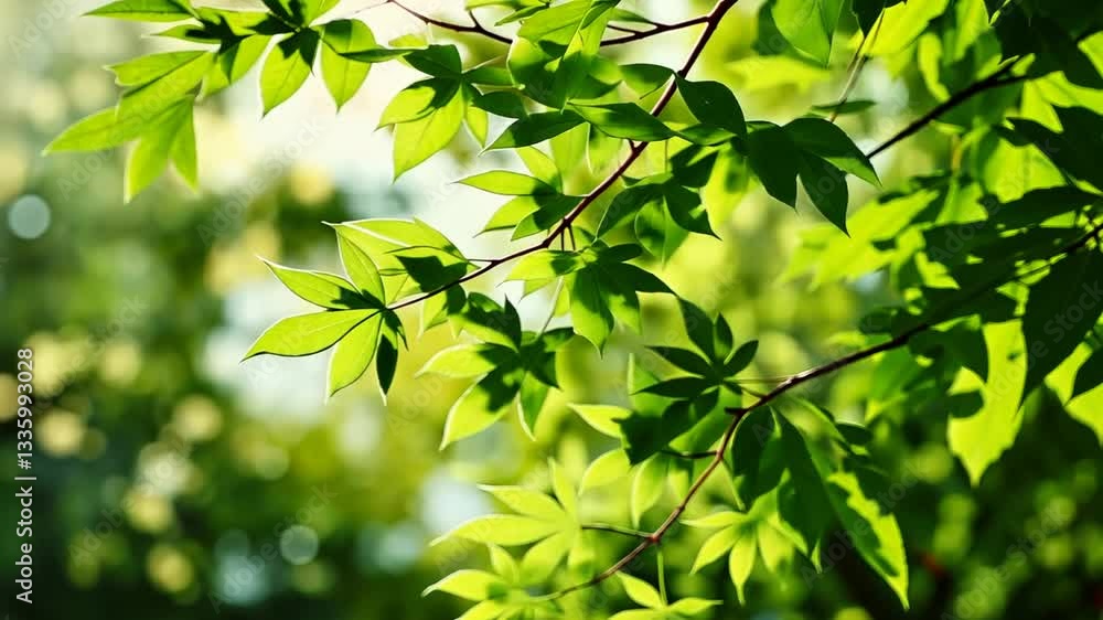 Vibrant Green Leaves in Sunlight: A Serene Nature Scene Vibrant Green Leaves in Sunlight: A Serene Nature Scene