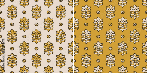 Hashtag CADS Floral block print Pattern. Boho Print. Hand draw Illustrations, Batik Print, Floral Pattern, Print Art. EPS file format. 