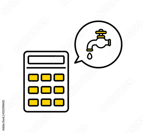 電卓と水道代のアイコンイラスト