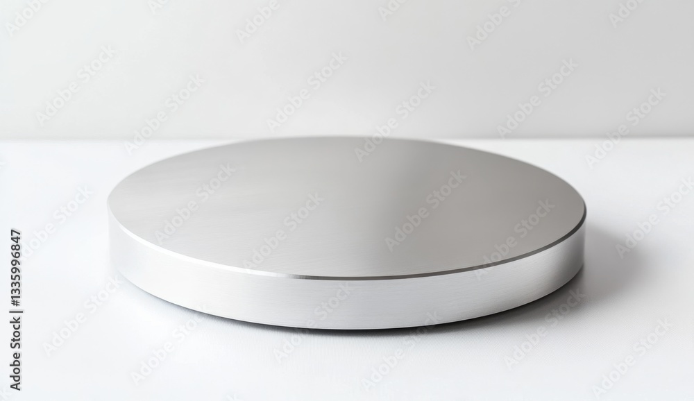 Polished, round, metallic disc Polished, round, metallic disc
