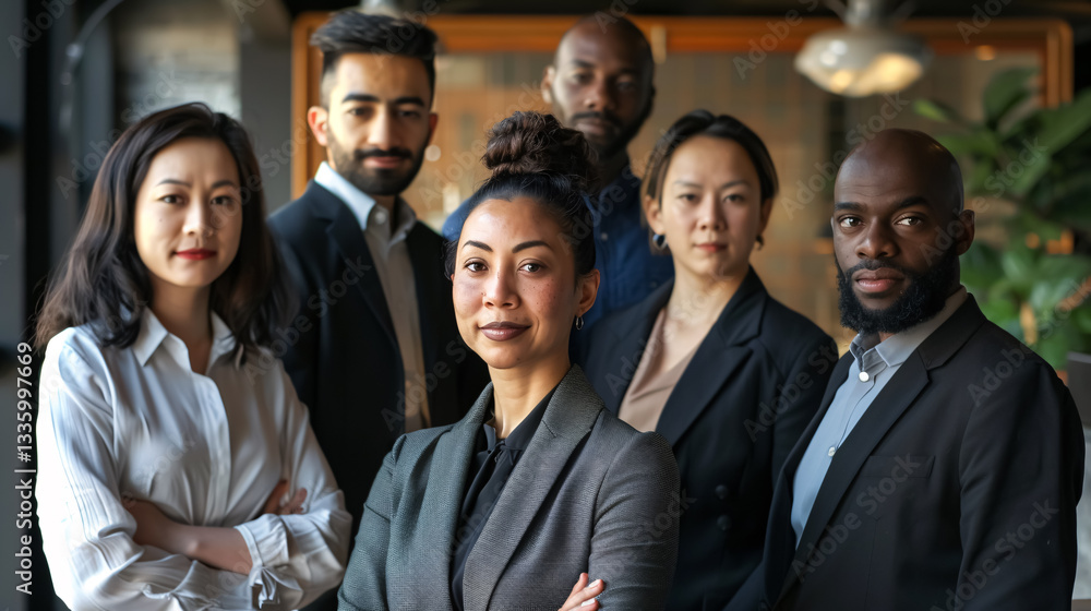 Portrait of a multi-cultural business team in the office. Portrait of a multi-cultural business team in the office.