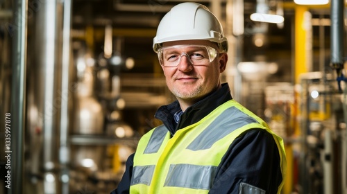 Wallpaper Mural Confident industrial engineer in safety gear, embodying professionalism and workplace safety in a modern industrial setting.
 Torontodigital.ca