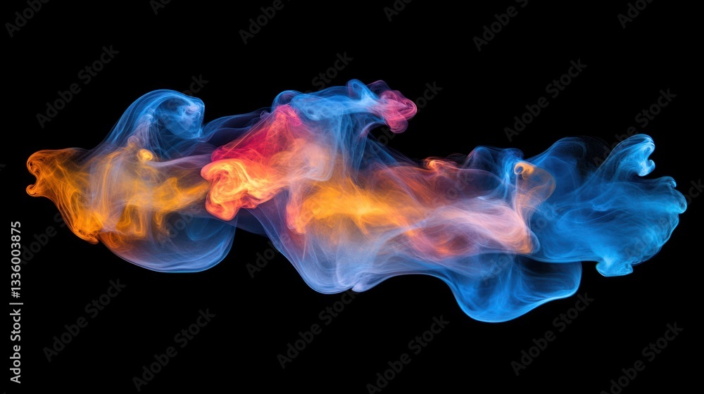 Fototapeta premium Abstract Swirling Smoke: A Symphony of Blue and Orange Hues