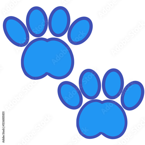 A simple vector illustration of two blue paw prints