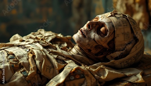 Ancient Egyptian Mummy Close Up Image Detailed Wrap