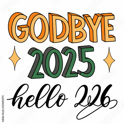 Retro-Inspired Goodbye 2025, Hello 2026 Vector
