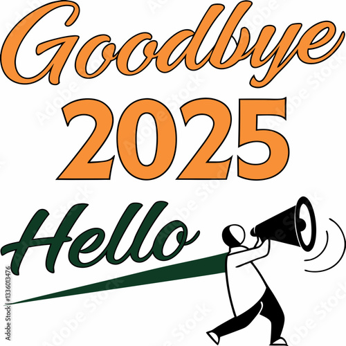 Retro-Inspired Goodbye 2025, Hello 2026 Vector
