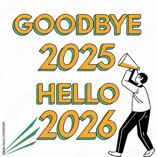 Goodbye 2025, Welcome 2026 – Digital Vector Artwork
