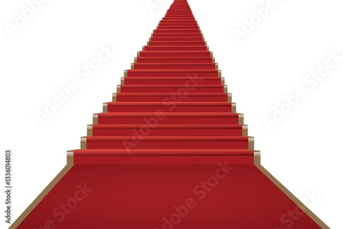 Staircase with red carpet isolated on white background, Front view welcome concept vector illustration design