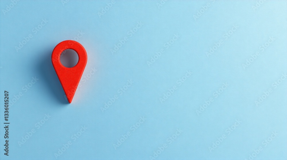 Red location pin on blue background, vibrant and minimalist design, ideal for map applications or navigation themes. Red location pin on blue background, vibrant and minimalist design, ideal for map applications or navigation themes.