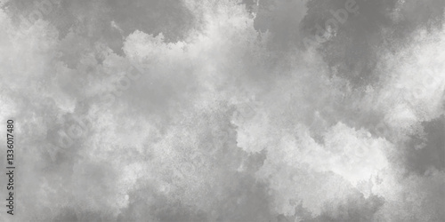 Abstract white and gray isolated cloud cumulus clouds. Gray aquarelle painted realistic fog or mist smoky textured canvas design. White and ash messy wall stucco texture background.	
