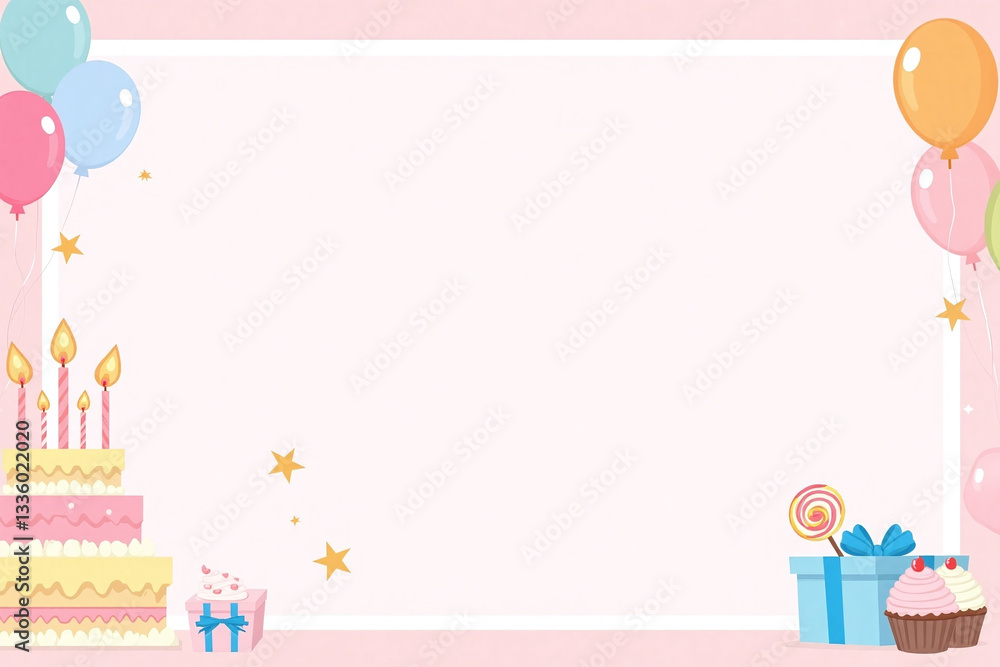 birthday card with a cake balloons and presents birthday card with a cake balloons and presents