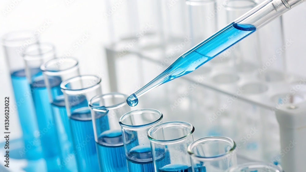 Pipette Dropping Blue Liquid into a Test Tube, Isolated on a White Background, High-Resolution Laboratory Stock Image emphasizing scientific accuracy and laboratory precision. Pipette Dropping Blue Liquid into a Test Tube, Isolated on a White Background, High-Resolution Laboratory Stock Image emphasizing scientific accuracy and laboratory precision.