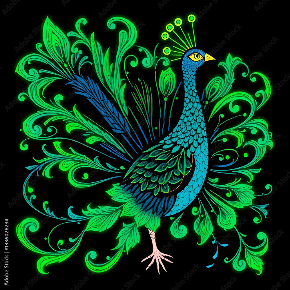 Fototapeta premium Intricate Peacock-Inspired Artwork on beautiful Background