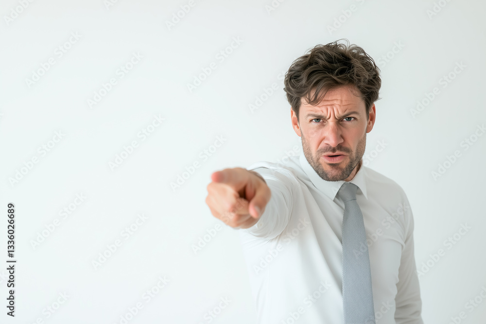 Corporate leader pointing at the camera with a commanding presence Corporate leader pointing at the camera with a commanding presence