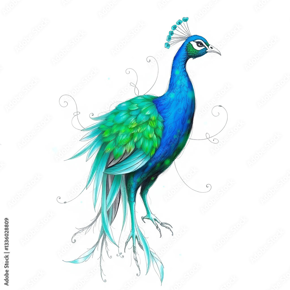 Obraz premium Intricate Peacock-Inspired Artwork on beautiful Background