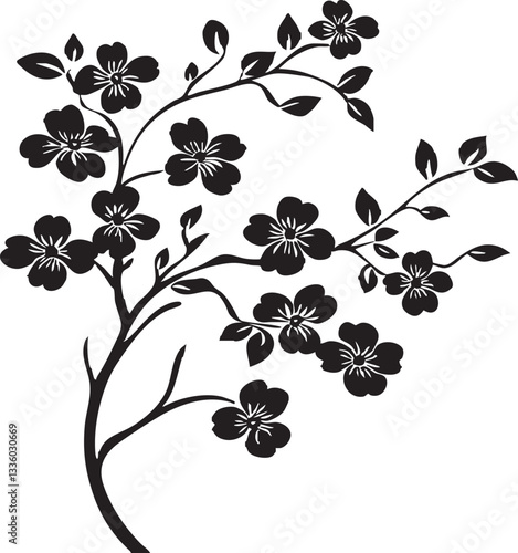 cherry blossom on white. vector